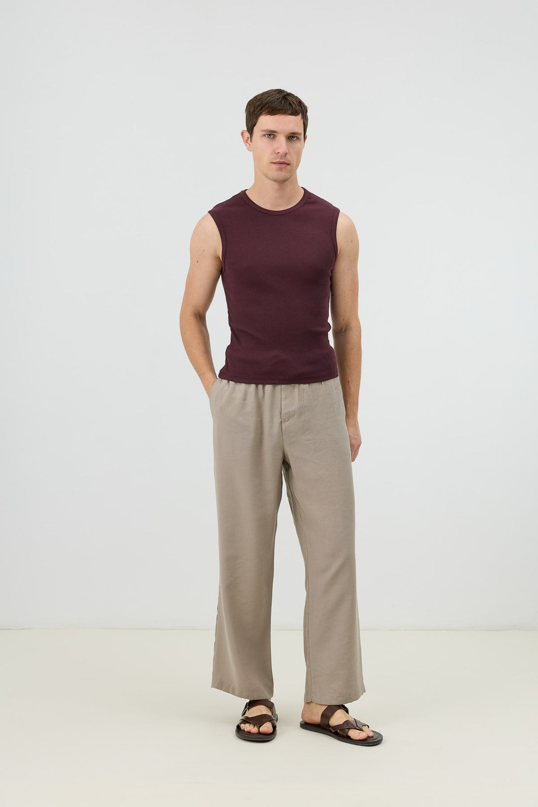 ANT Antioch Bordo Pamuklu Kolsuz Erkek T-Shirt - Altoona