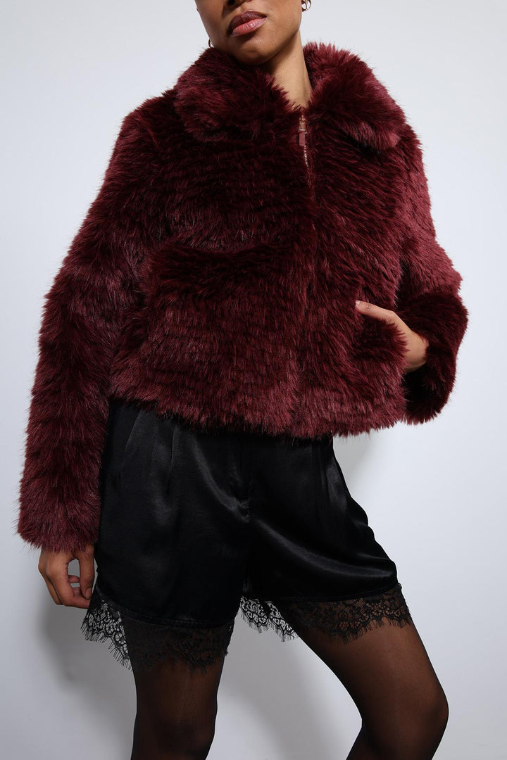 ANT Antioch Bordo Peluş Görünümlü Mont - Buderim