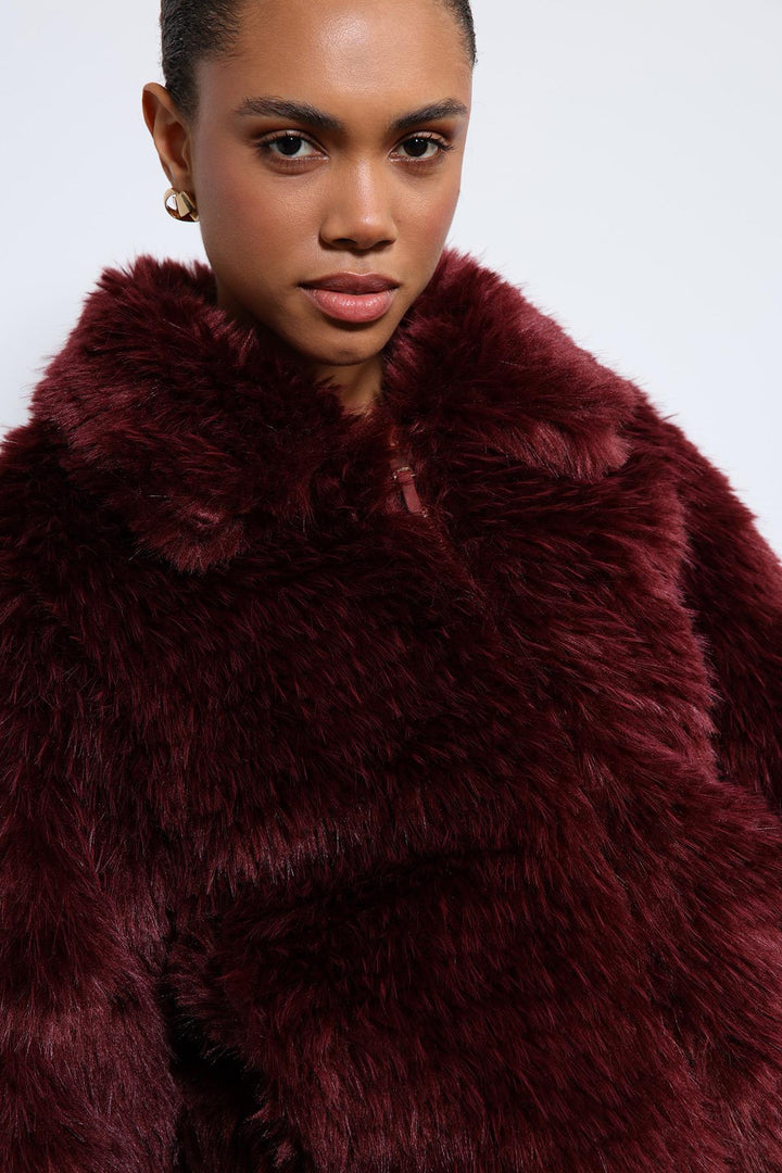 ANT Antioch Bordo Peluş Görünümlü Mont - Buderim