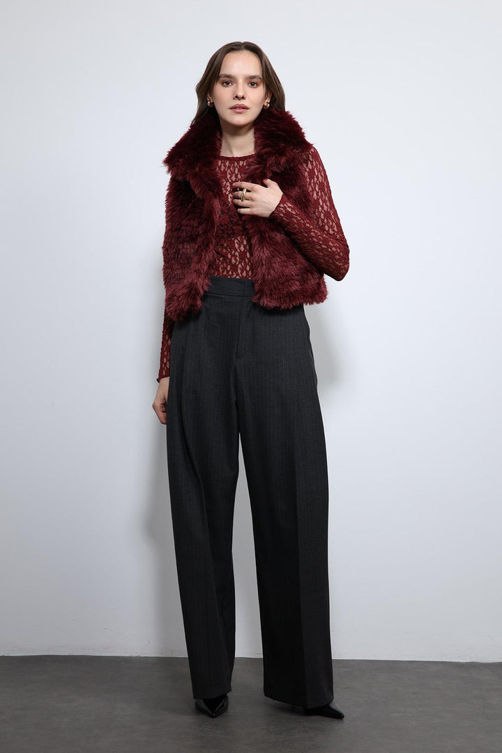 ANT Antioch Bordo Peluş Görünümlü Yelek - Lynwood