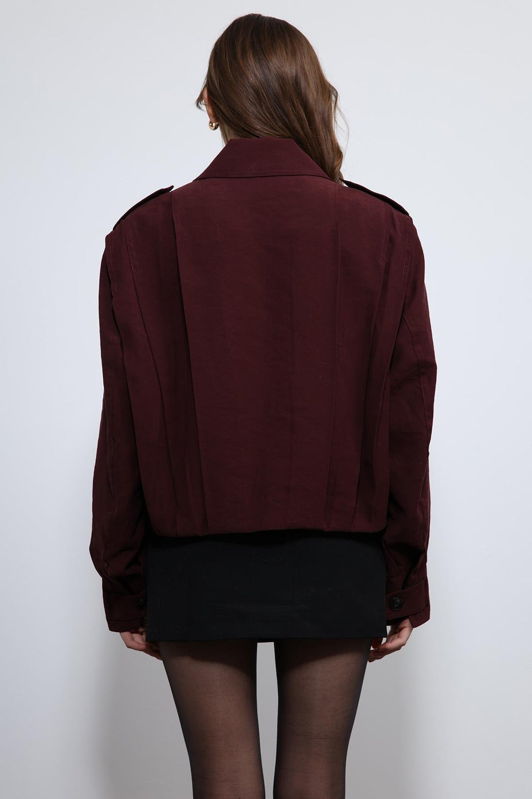 ANT Antioch Bordeaux Pile Detailed High Neck Coat - Slobozia