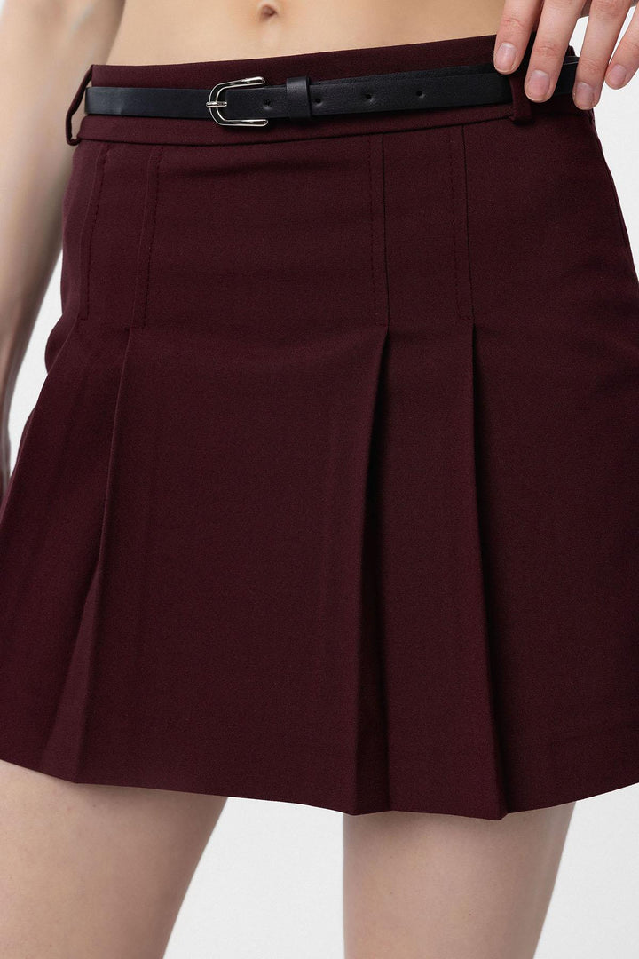 ANT Antioch Burgundy Pleated Women's Mini Skirt - Kanata
