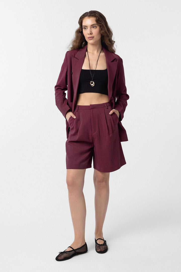 ANT Antioch Burgundy Pinstriped Women's Bermuda Shorts - Douai