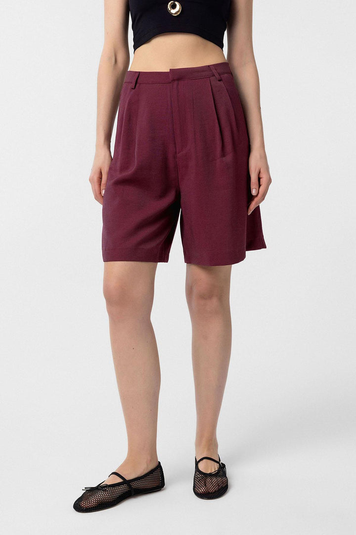 ANT Antioch Burgundy Pinstriped Women's Bermuda Shorts - Douai