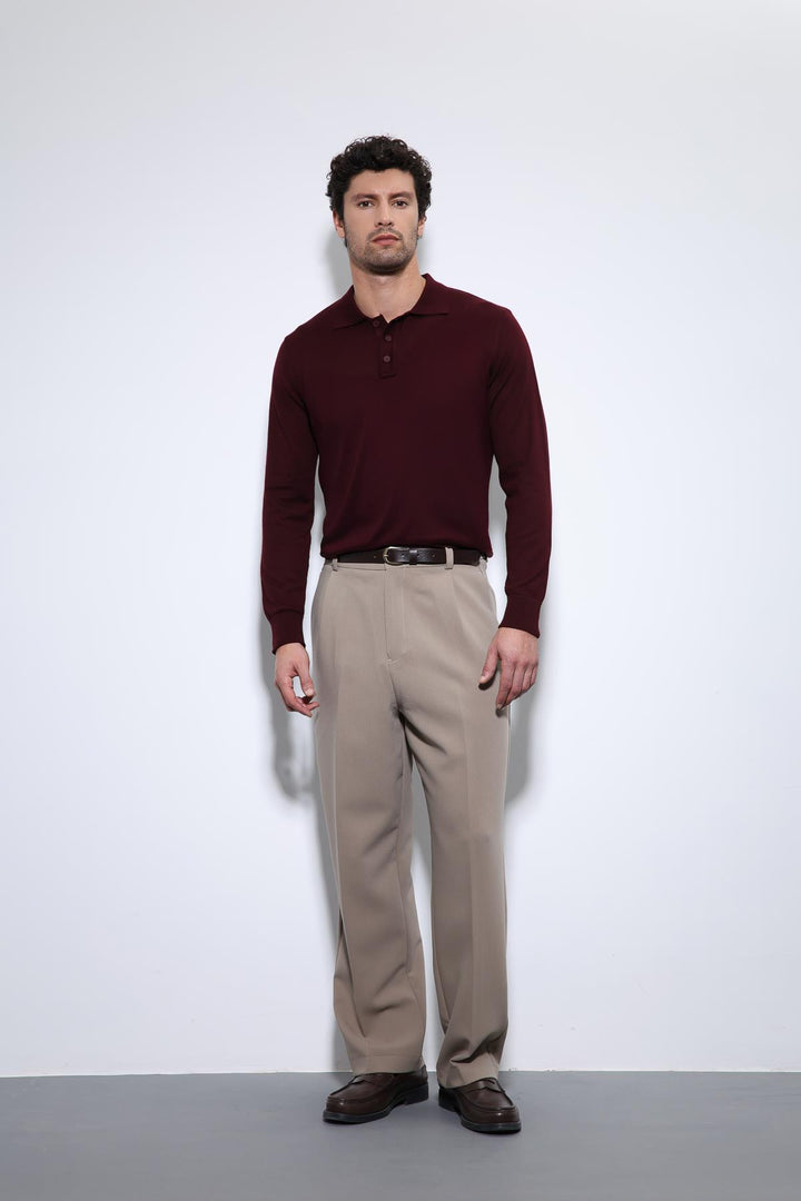 ANT Antioch Burgundy Polo Neck Men's Sweater - La Crosse