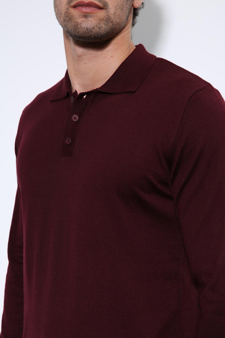 ANT Antioch Burgundy Polo Neck Men's Sweater - La Crosse