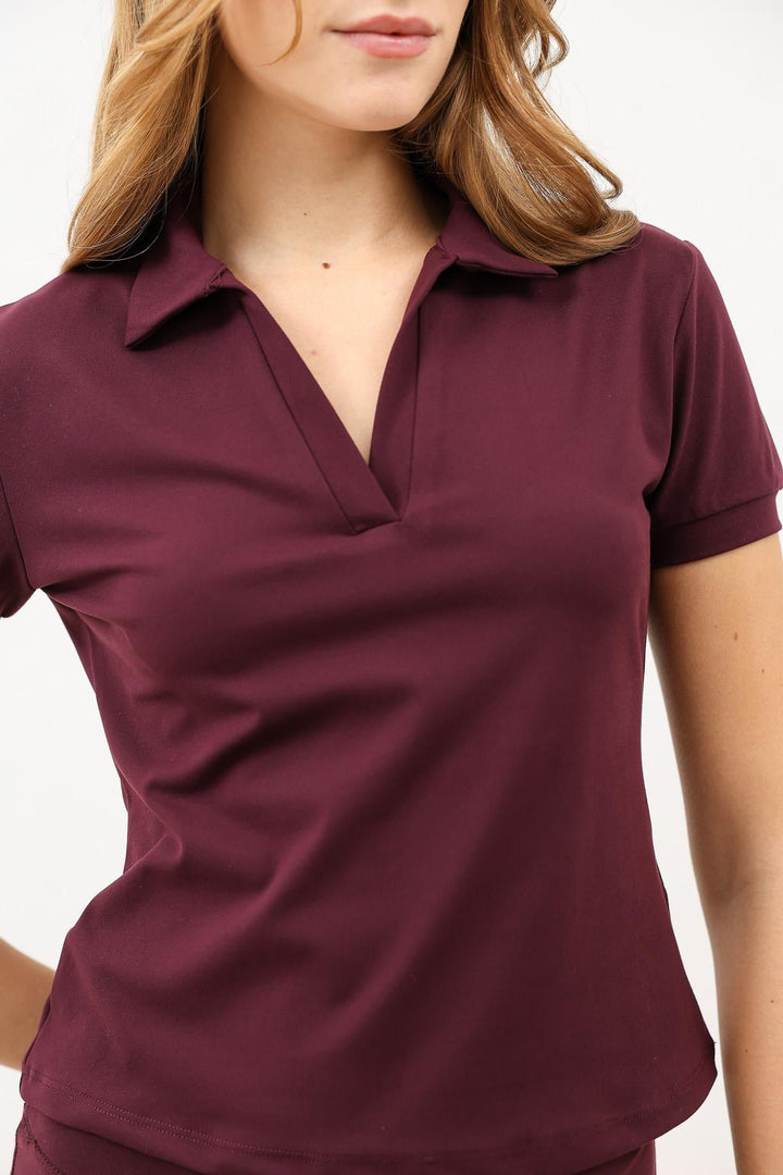 ANT Antioch Bordo Polo Yaka Kadın T-Shirt - Grays