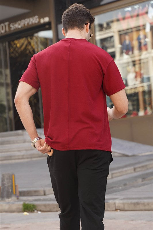 MDX Burgundy Regular Fit Basic Men's T-Shirt 6099 - Pamplona