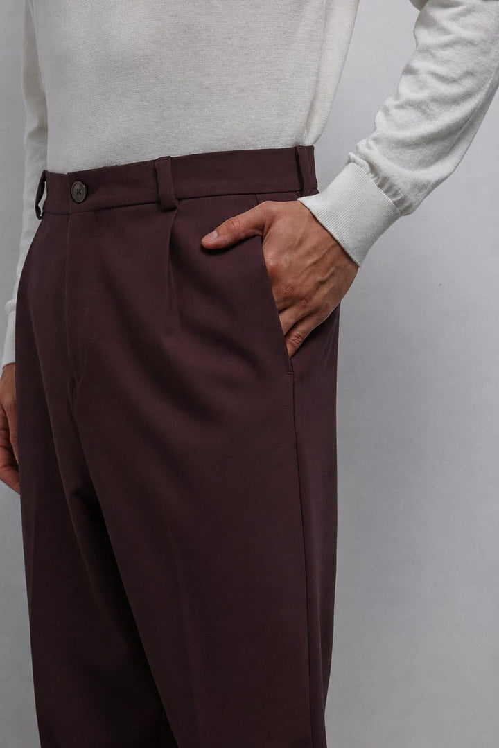 ANT Antioch Bordo Relax Fit Baggy Pilili Erkek Pantolon - Gisborne