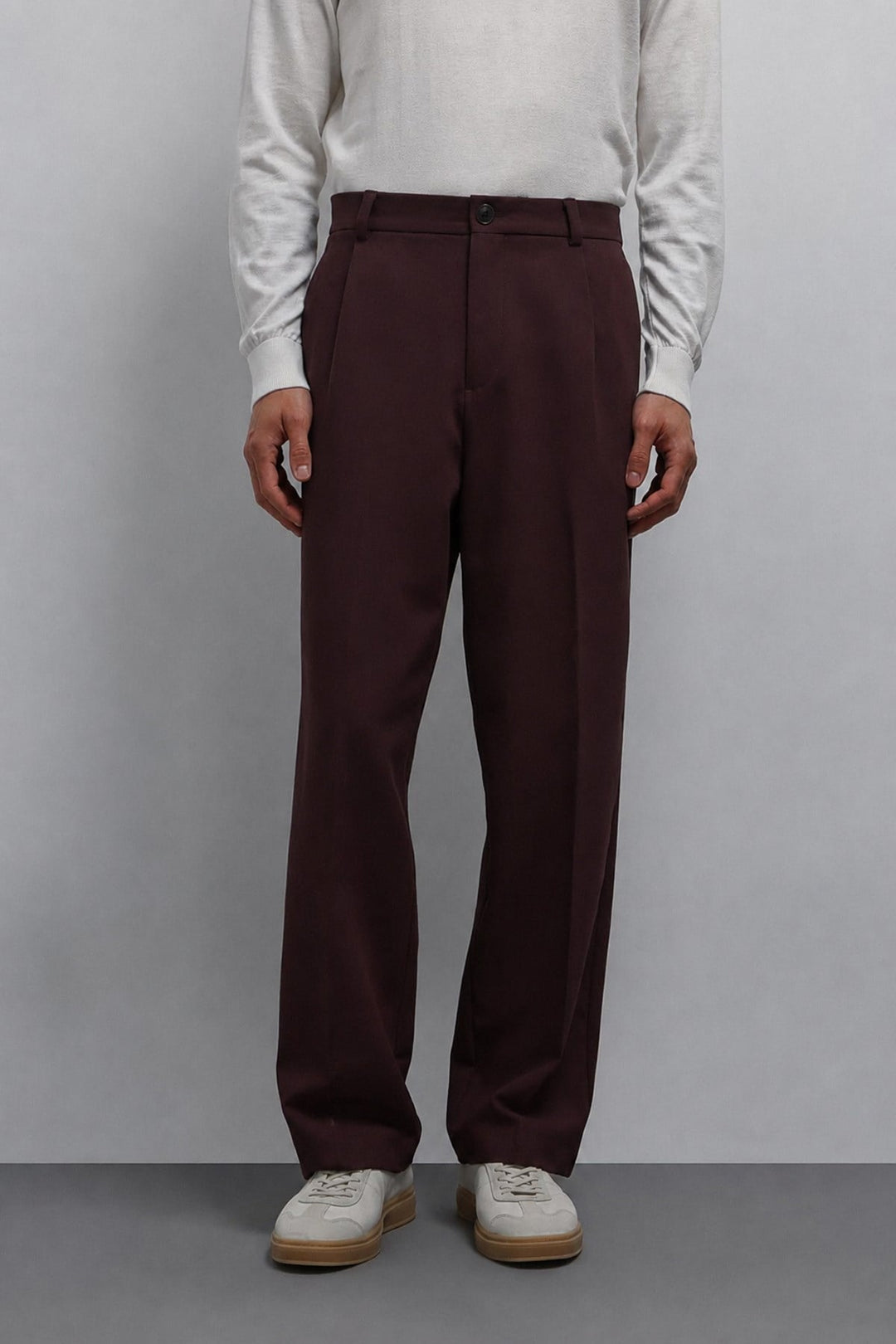 ANT Antioch Bordo Relax Fit Baggy Pilili Erkek Pantolon - Gisborne