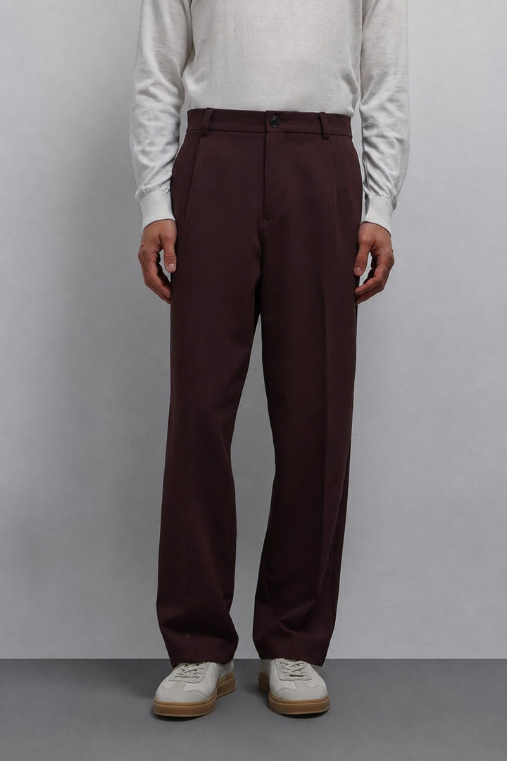 ANT Antioch Bordo Relax Fit Baggy Pilili Erkek Pantolon - Gisborne
