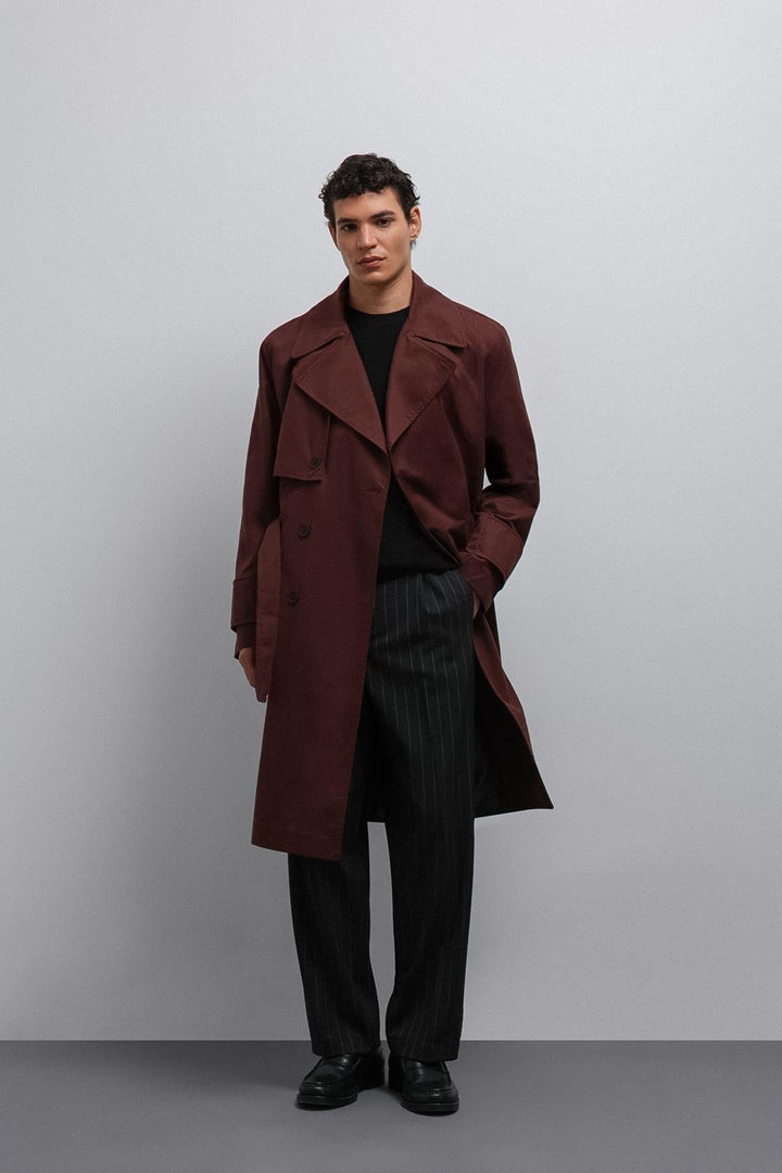 ANT Antioch Bordeaux Relax Fit Men's Trench Coat - Santa Lucía del Camino
