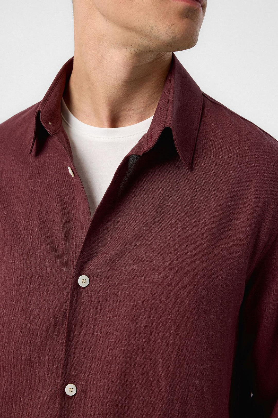 ANT Antioch Bordeaux Relax Fit Linen Blend Men's Shirt - Keighley