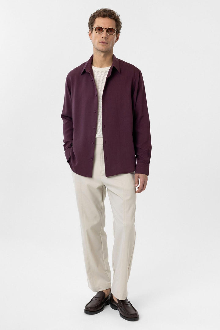 ANT Antioch Bordeaux Relax Fit Lyocell Fabric Men's Shirt - Romford
