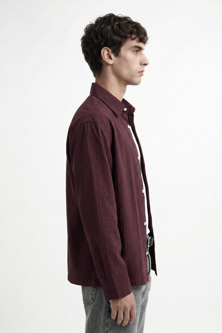 ANT Antioch Bordo Relaxed Fit Çizgili Erkek Gömlek - Graham