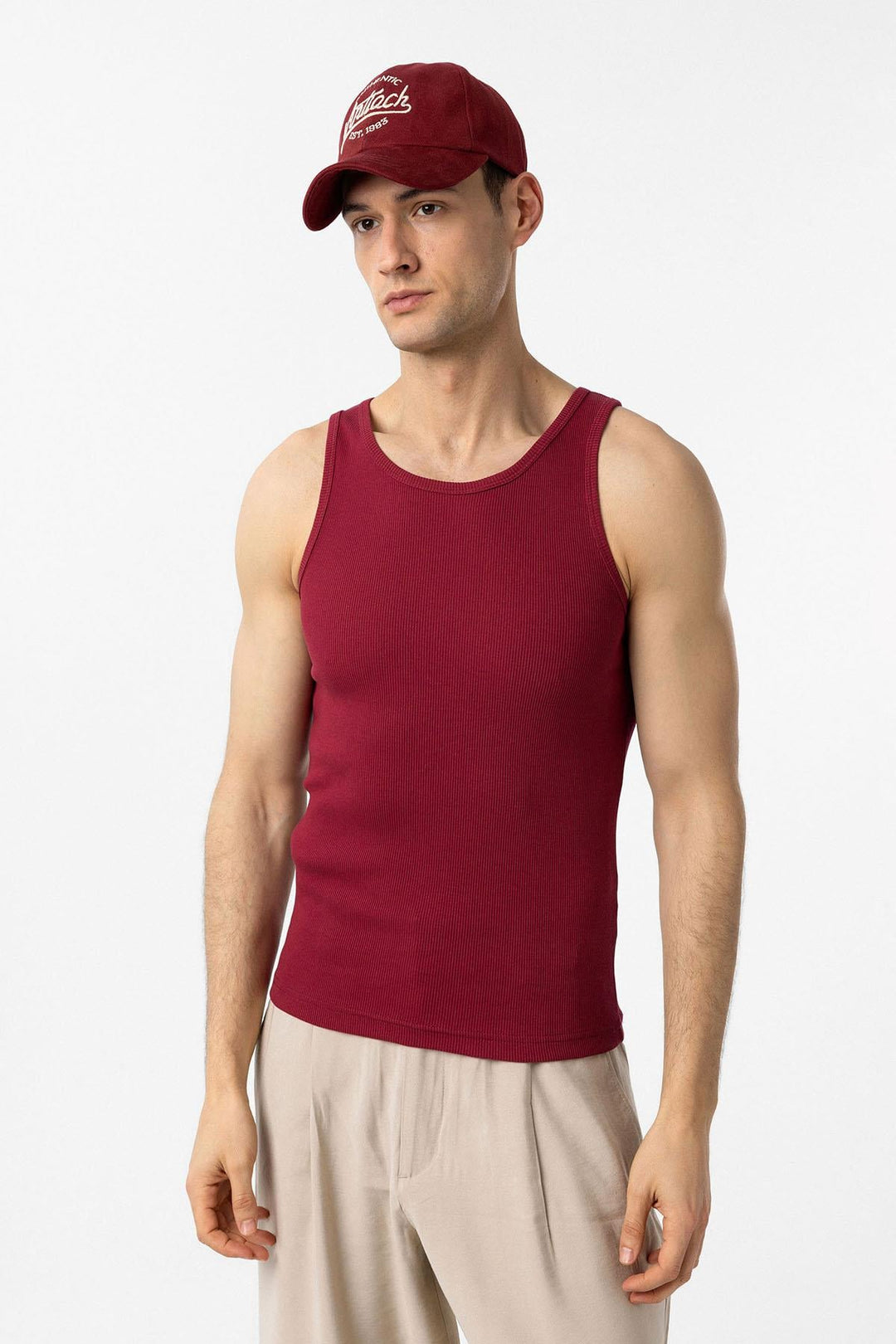 ANT Antioch Burgundy Slim Fit Men's Tank Top - Cunduacán