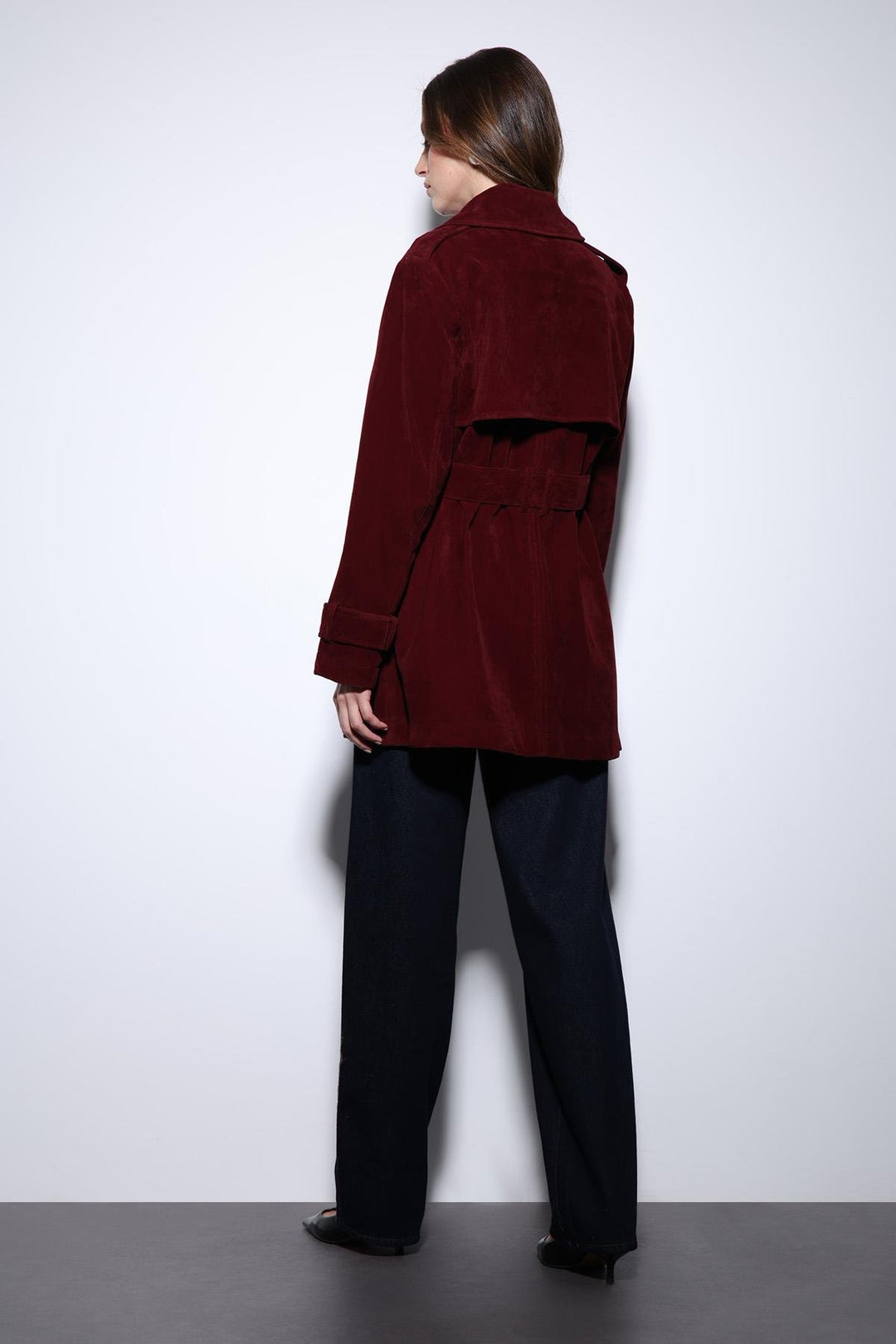 ANT Antioch Burgundy Suede-Look Women's Trench Coat - Eisenach