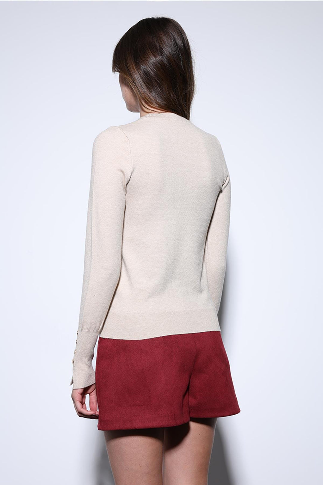 ANT Antioch Burgundy Suede-Look Pleated Women's Shorts - Milton