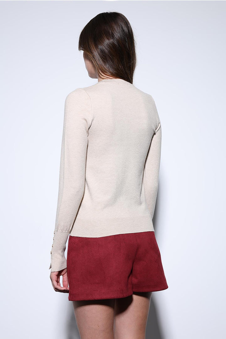 ANT Antioch Burgundy Suede-Look Pleated Women's Shorts - Milton