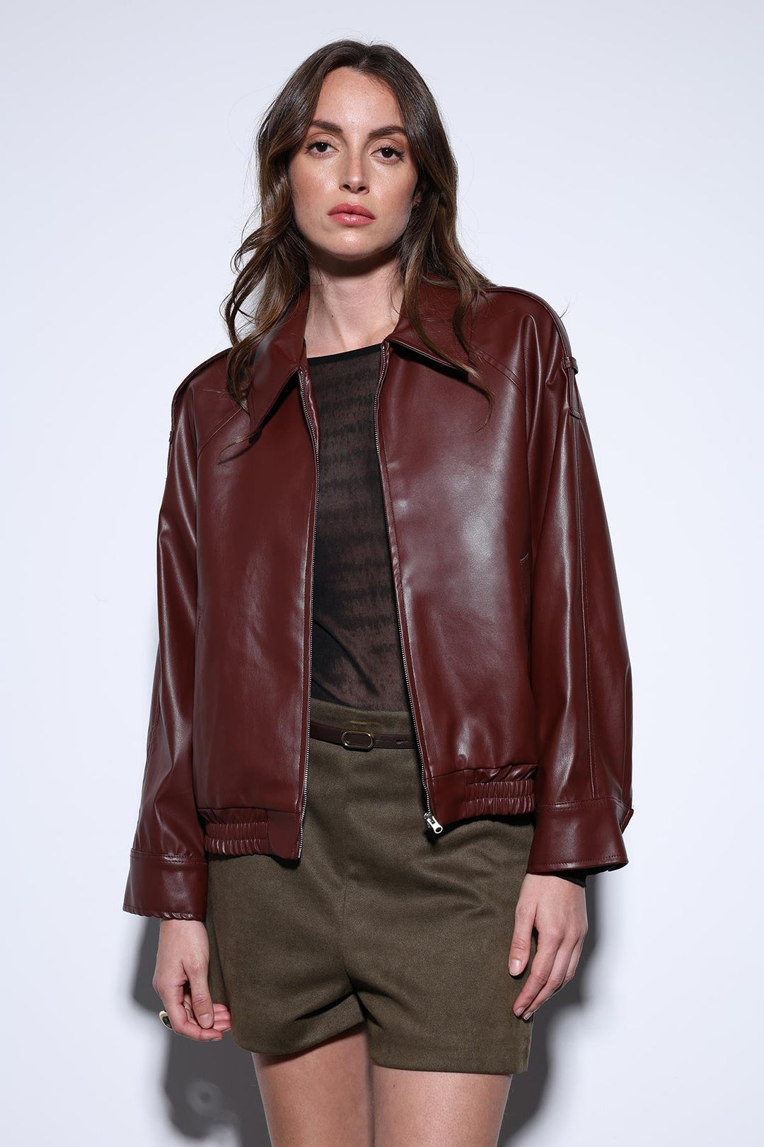 ANT Antioch Burgundy Genuine Leather Bomber Jacket - Petaluma