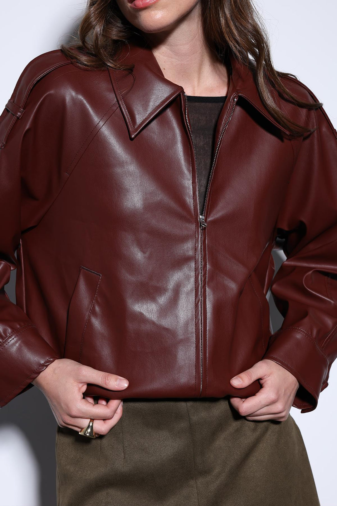 ANT Antioch Burgundy Genuine Leather Bomber Jacket - Petaluma
