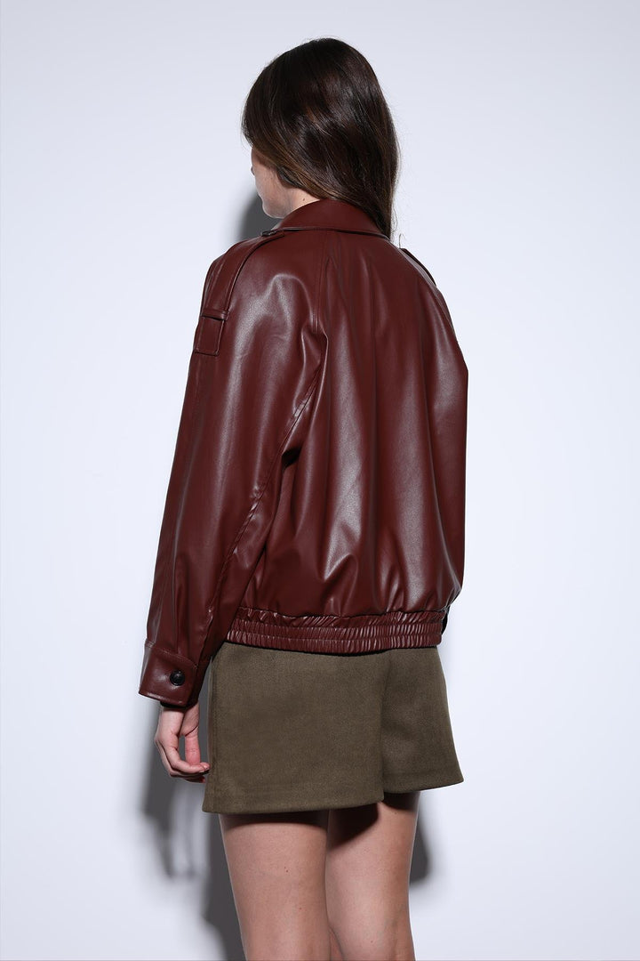 ANT Antioch Burgundy Genuine Leather Bomber Jacket - Petaluma