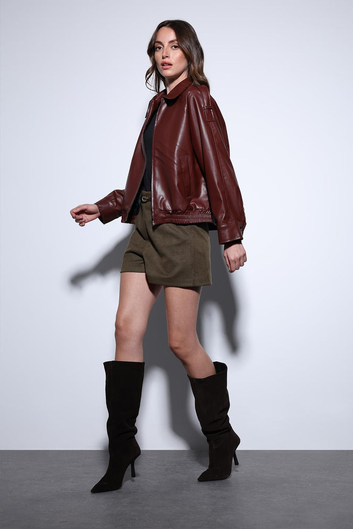 ANT Antioch Burgundy Genuine Leather Bomber Jacket - Petaluma