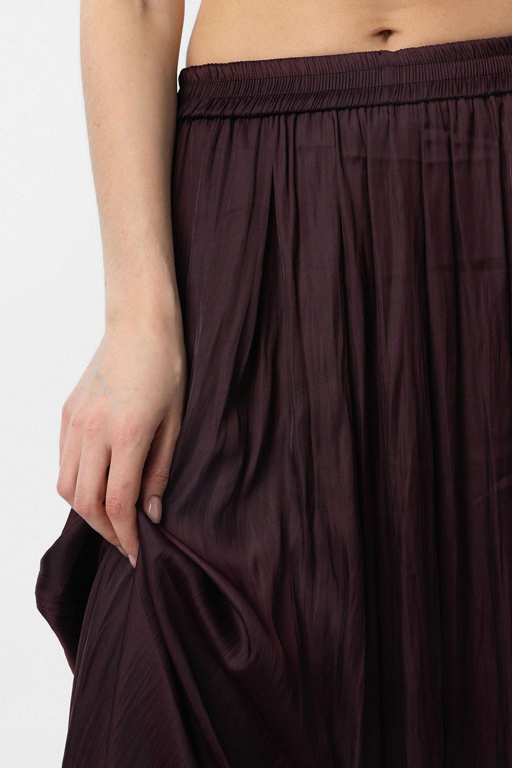 ANT Antioch Bordeaux Long Flowy Pleated Women's Skirt - Pearl City
