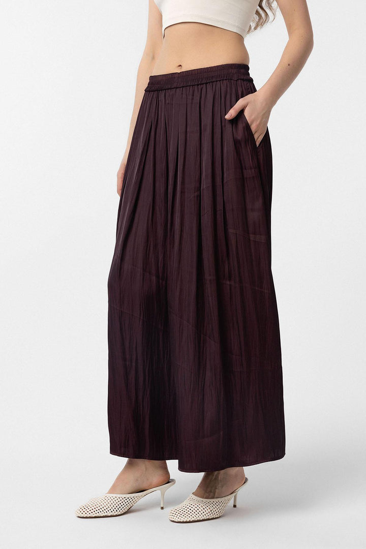 ANT Antioch Bordeaux Long Flowy Pleated Women's Skirt - Pearl City