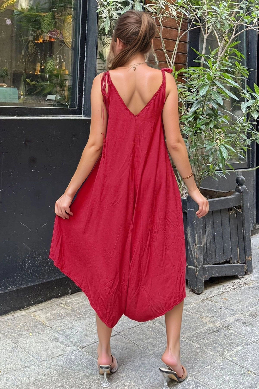 Burgundy V-Neck Sleeveless Dress BCBSK-25700-H5002 - Nordhorn