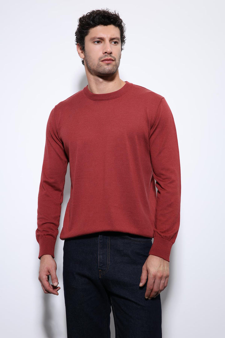 ANT Antioch Burgundy Soft Textured Basic Men's Sweater - Orangetown