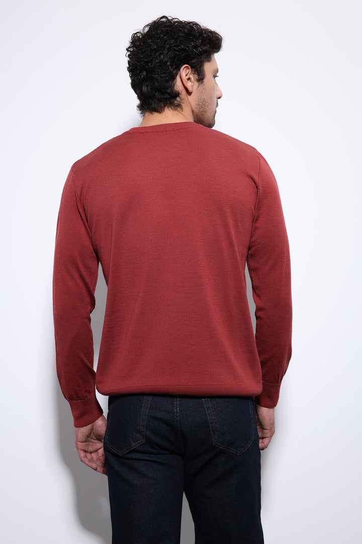 ANT Antioch Burgundy Soft Textured Basic Men's Sweater - Orangetown