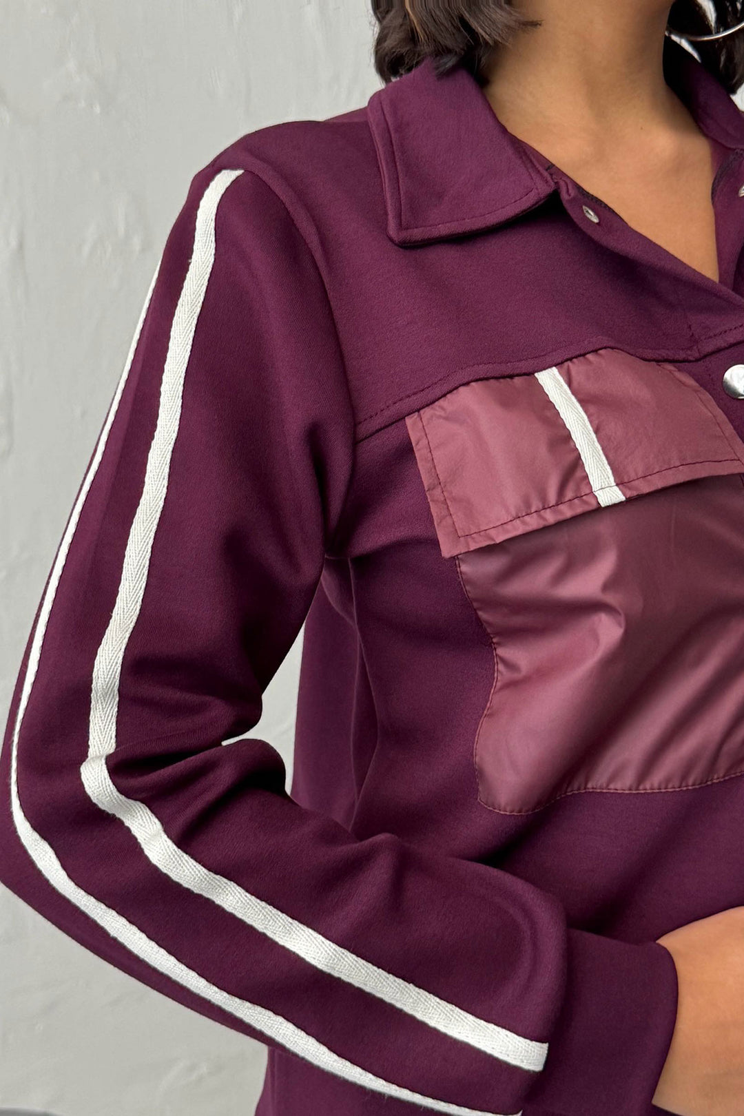Burgundy Soft Textured Palazzo Pants and Shirt Set with Embellishments BCHN-25261025 - Oeiras