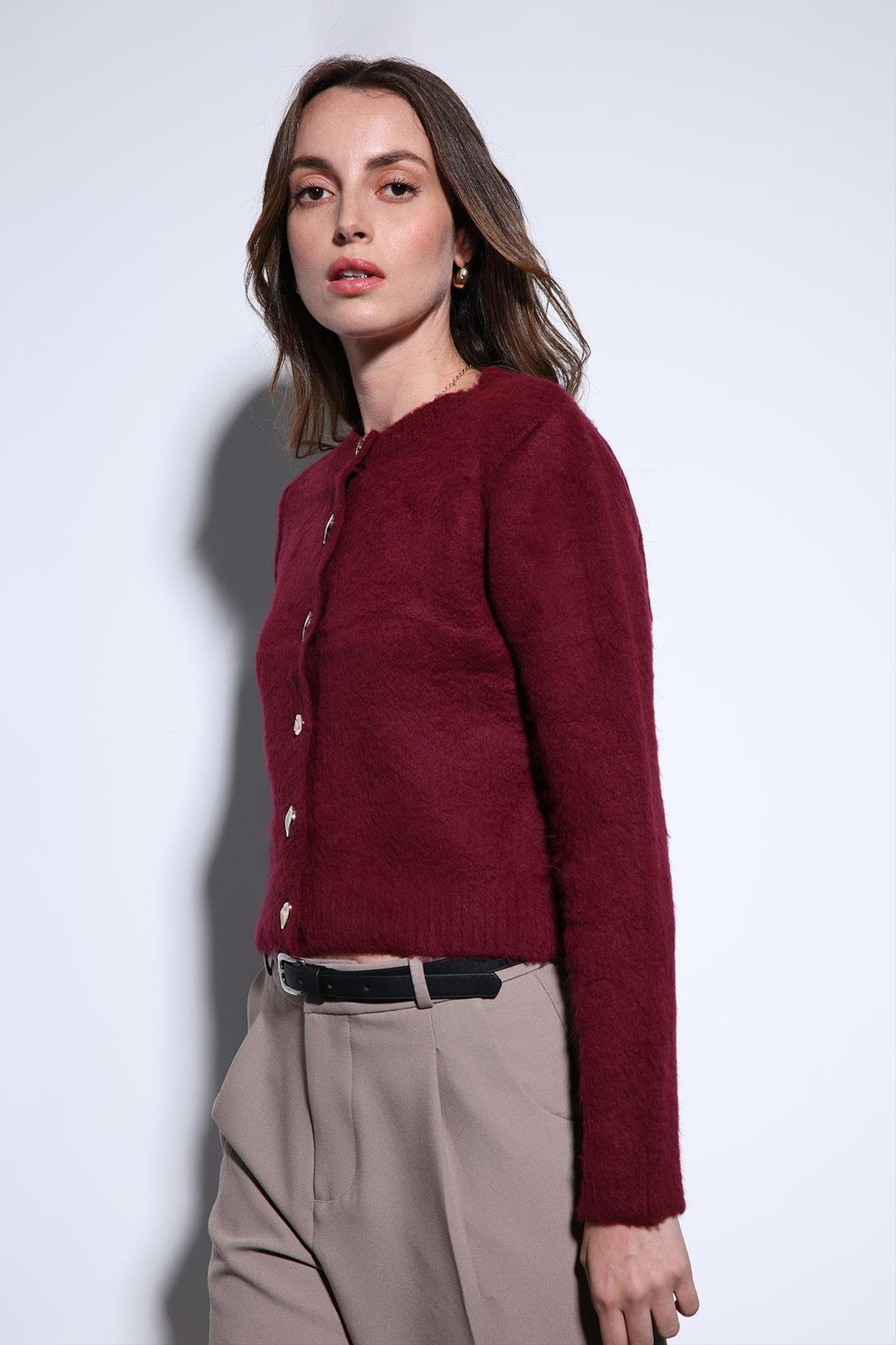 ANT Antioch Burgundy Soft Textured Women's Cardigan - Rahovec