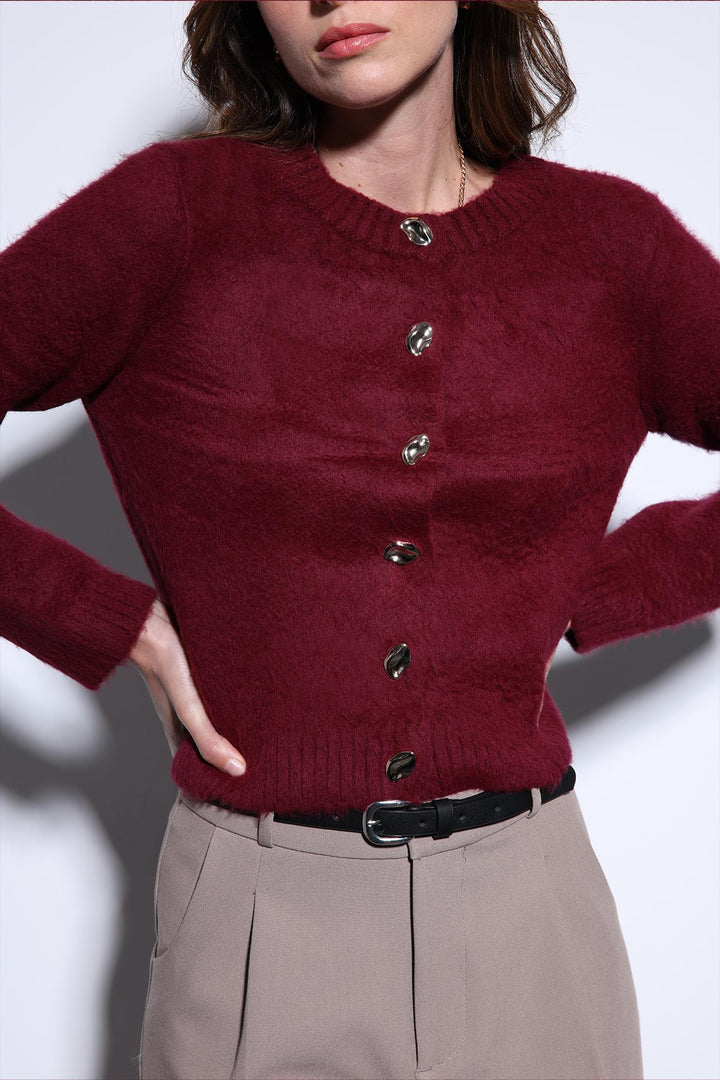 ANT Antioch Burgundy Soft Textured Women's Cardigan - Rahovec