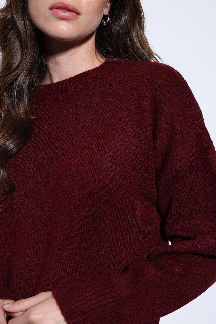 ANT Antioch Burgundy Wool Blend Women's Sweater - Morelia