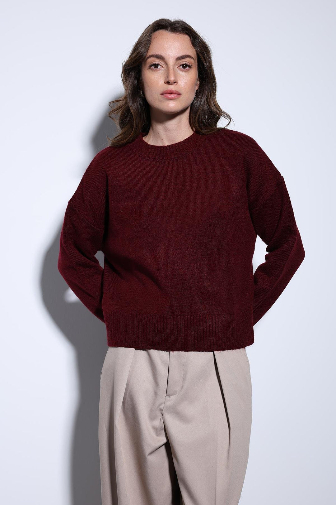ANT Antioch Burgundy Wool Blend Women's Sweater - Morelia