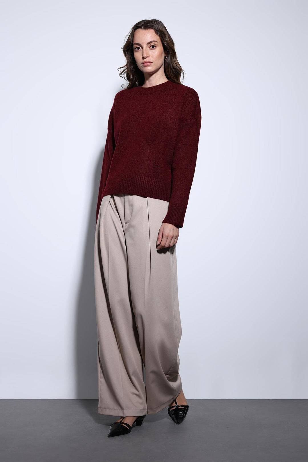 ANT Antioch Burgundy Wool Blend Women's Sweater - Morelia