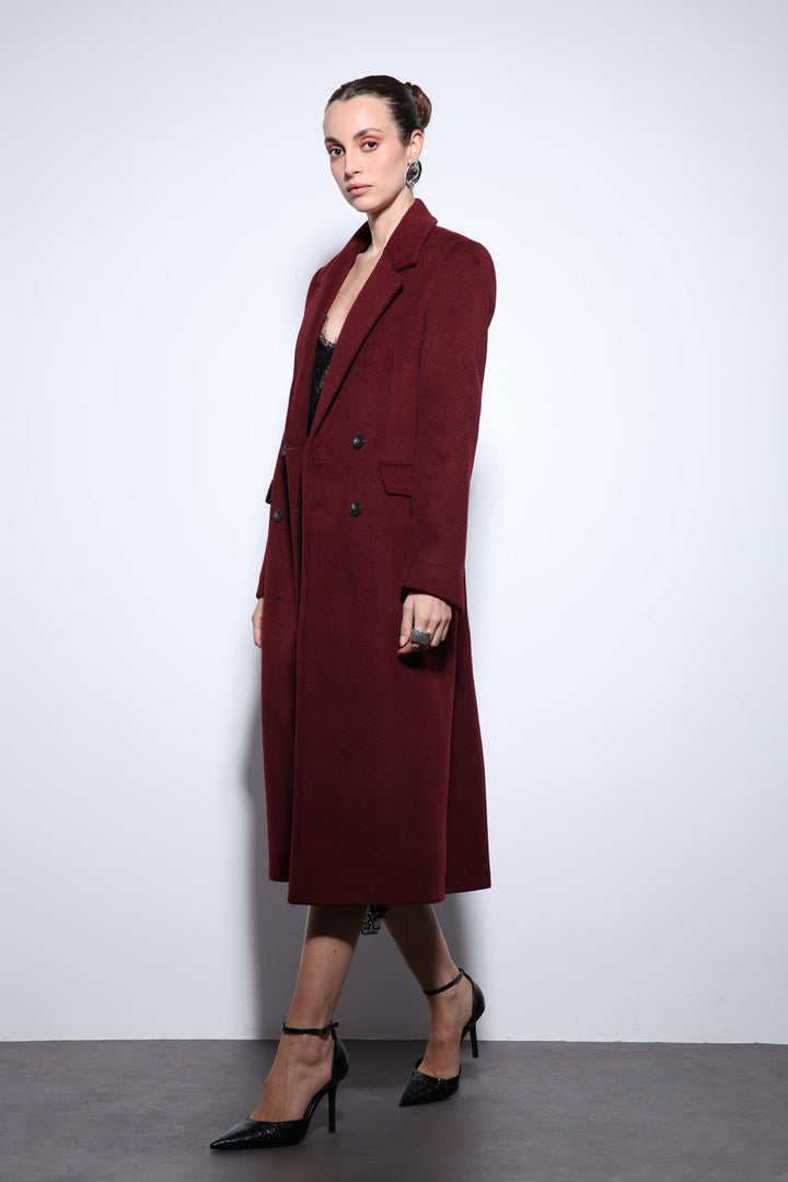 ANT Antioch Bordeaux Wool Blend Double-Breasted Women's Coat - Romford