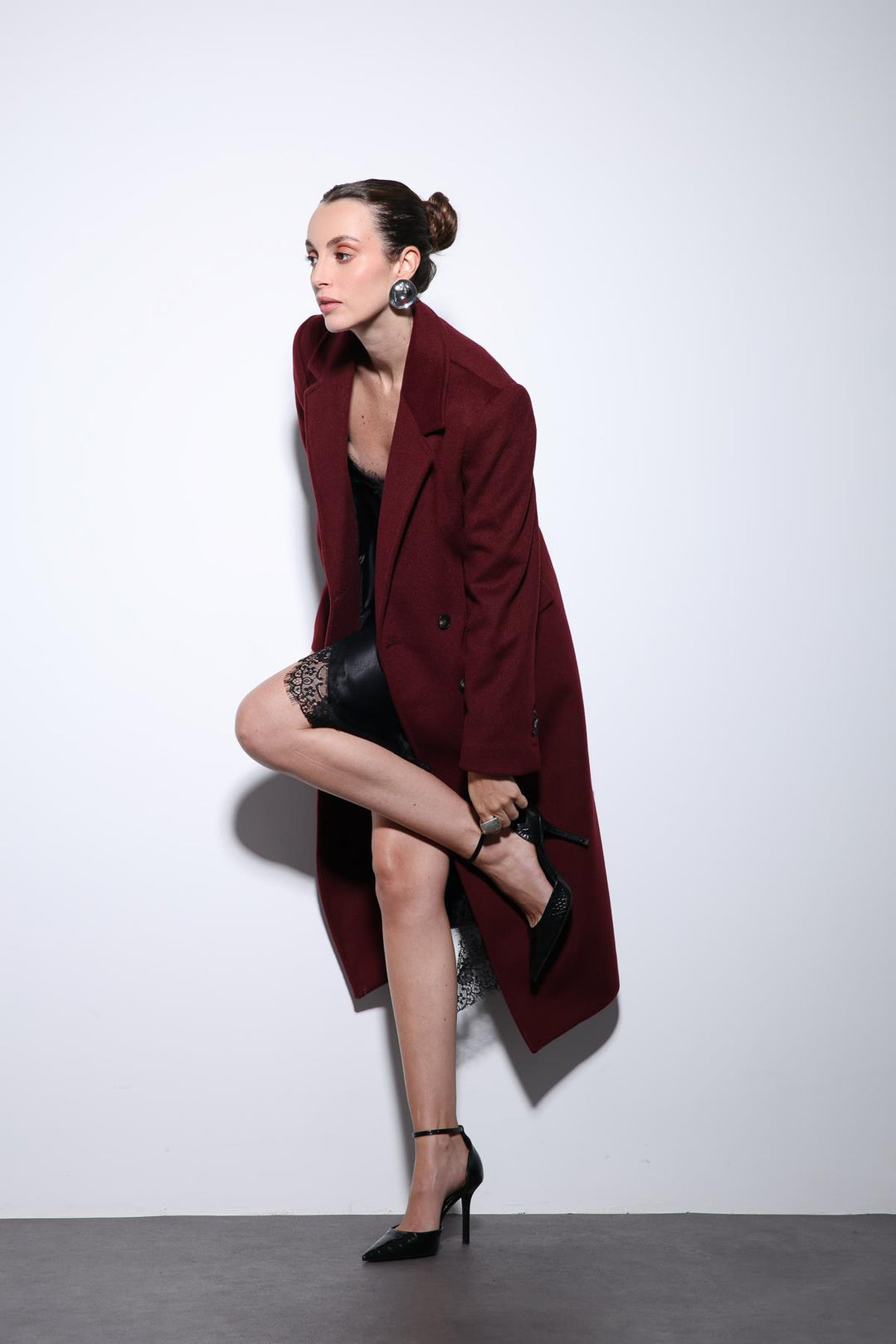 ANT Antioch Bordeaux Wool Blend Double-Breasted Women's Coat - Romford