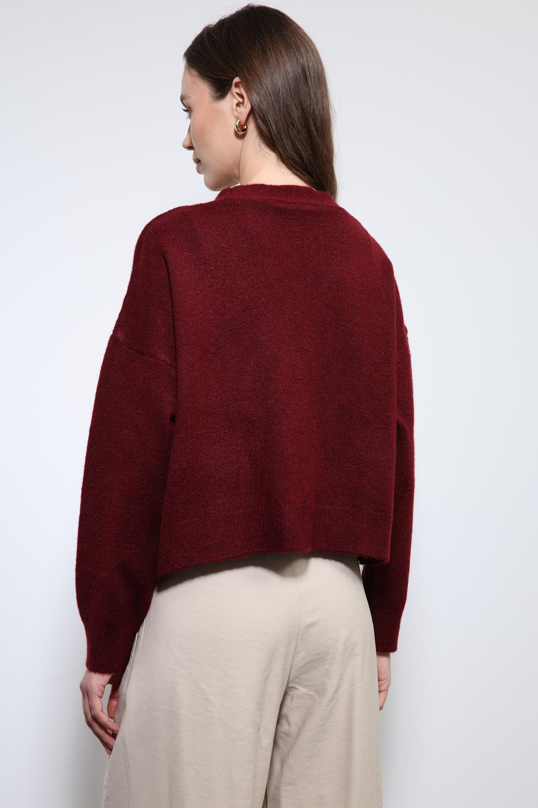 ANT Antioch Bordo Yün Karışımlı Örme Triko Hırka - Lehrte