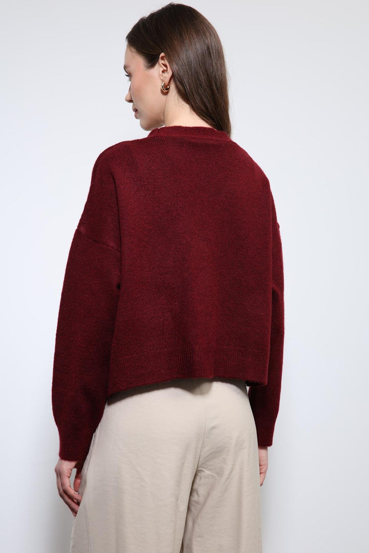 ANT Antioch Bordo Yün Karışımlı Örme Triko Hırka - Lehrte