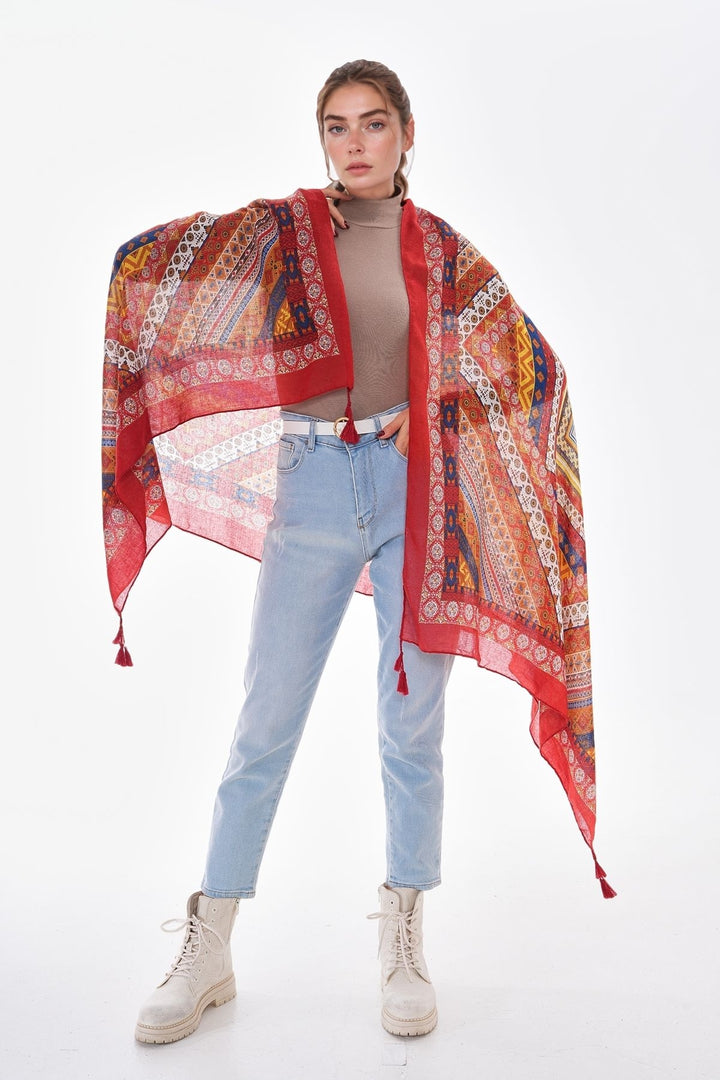 Bordo2 Patterned Colorful Scarf BCNSV-25WT1022 - Goose Creek