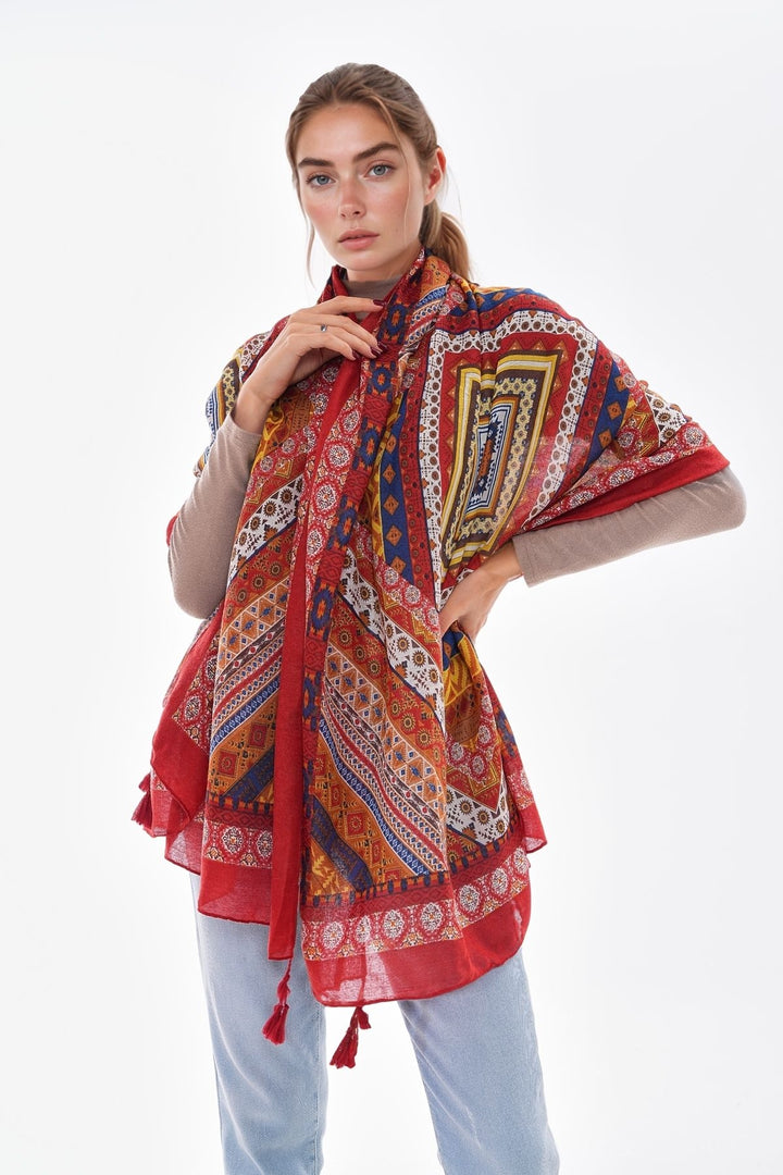 Bordo2 Patterned Colorful Scarf BCNSV-25WT1022 - Goose Creek