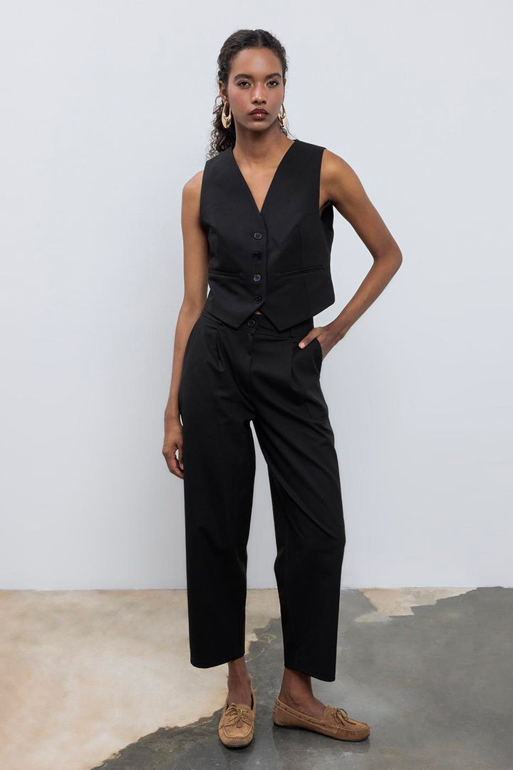 BSL Women Pipe Leg Fabric Trousers - Hagerstown