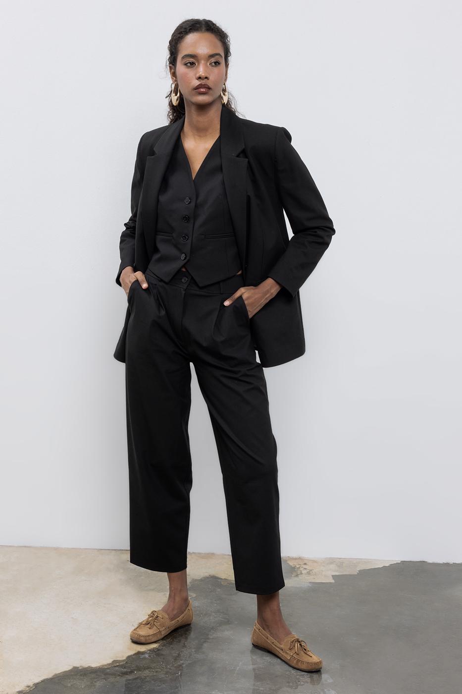 BSL Women Pipe Leg Fabric Trousers - Hagerstown