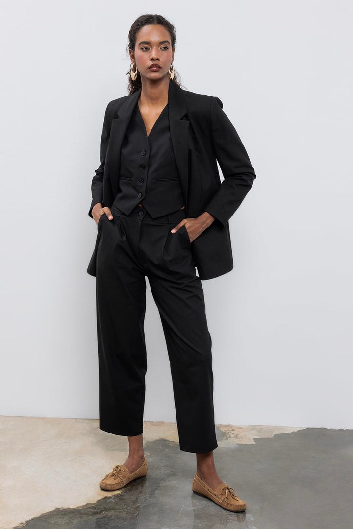 BSL Women Pipe Leg Fabric Trousers - Hagerstown