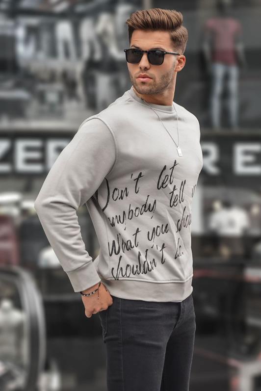 MDX Printed Gray Bicycle Collar Sweatshirt 6156 - Carolina