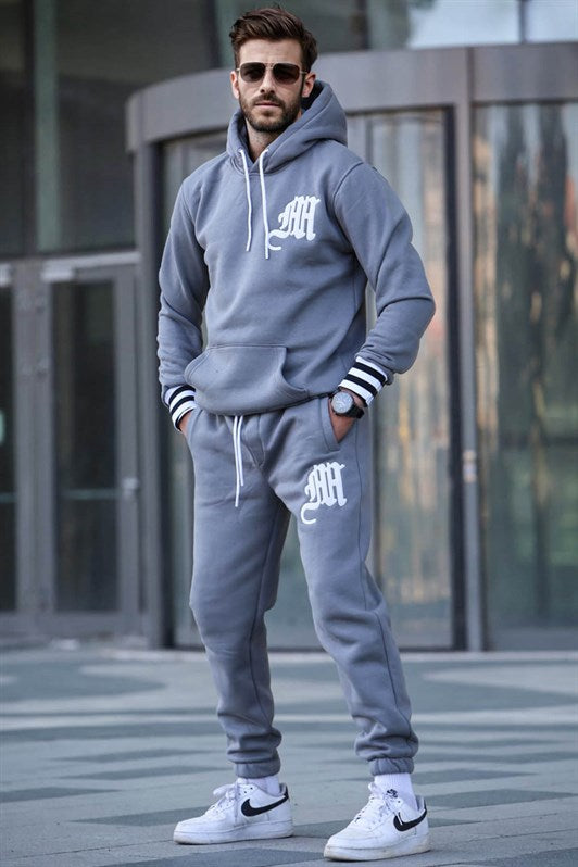 MDX Hooded Sweat Suit in Gray with Print 5909 - Kornwestheim