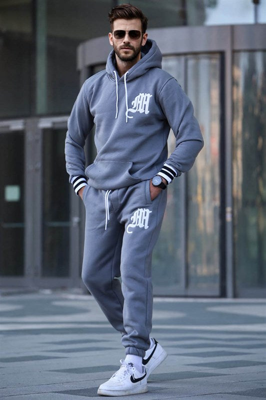 MDX Hooded Sweat Suit in Gray with Print 5909 - Kornwestheim